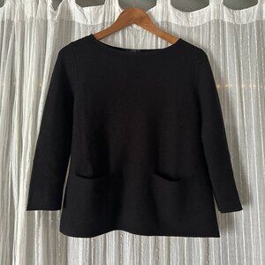 100% Wool Black Boat neck A-Line Sweater from COS